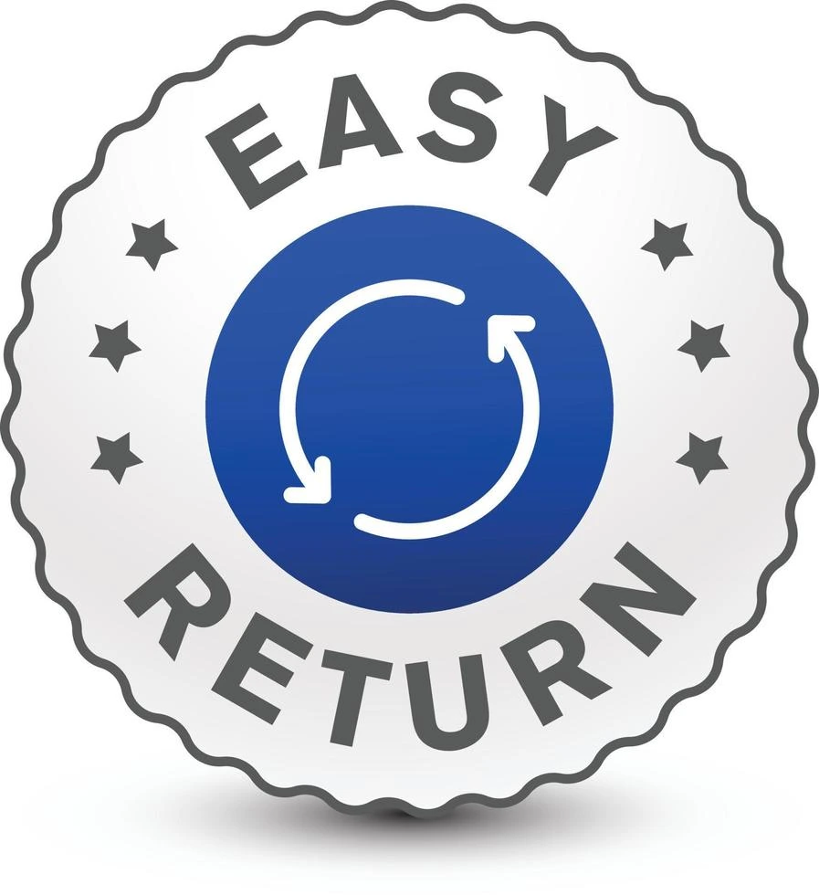 simple easy return policy icon badge sign symbol isolated on white background with arrow design vector